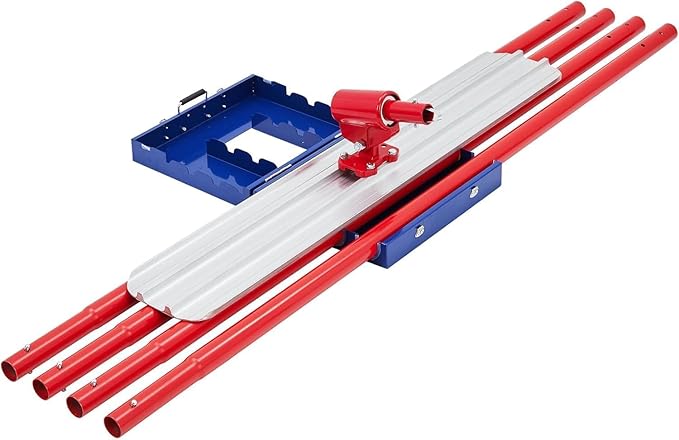 48"x8" Bull Float Kit, Aluminum Magnesium Alloy Concrete Float with Adjustable Bracket, 4 Extension Handles & Carrying Case, Round-End Cement Finishing Tool