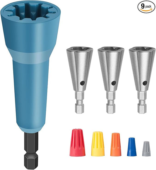 Ywmoml Wire Nut Twister & Wire Twister Tool for Drill, 1/4" Chuck Spin Twist Connector Socket, Compatible with 8-14 AWG, Quick Cable Stripping and Twisting Driver (4pcs)