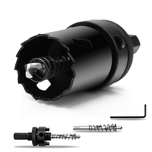 1-1/2" | 38mm Hole Saws with Heavy Duty Arbor HSS Bi-Metal Hole Cutter Drill Bit for Wood Cornhole Boards Plastic Drywall Metal Fiberboard(Black)