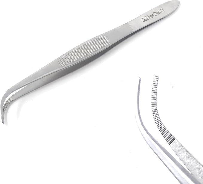 Lab Tweezers High Precision Forceps, Fine Strong Curved Point Tweezers, Stainless Steel (4 Inch)