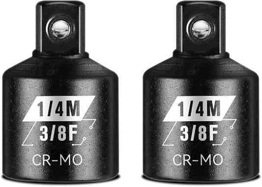 BLACKROBOT 2 Piece 3/8?쒯 To 1/4?쒶 Impact Socket Adapter Set,SAE Drive Cr-Mo Steel Exceeds ANSI Standards,Square Drive Reducer for Impact Driver Wrench