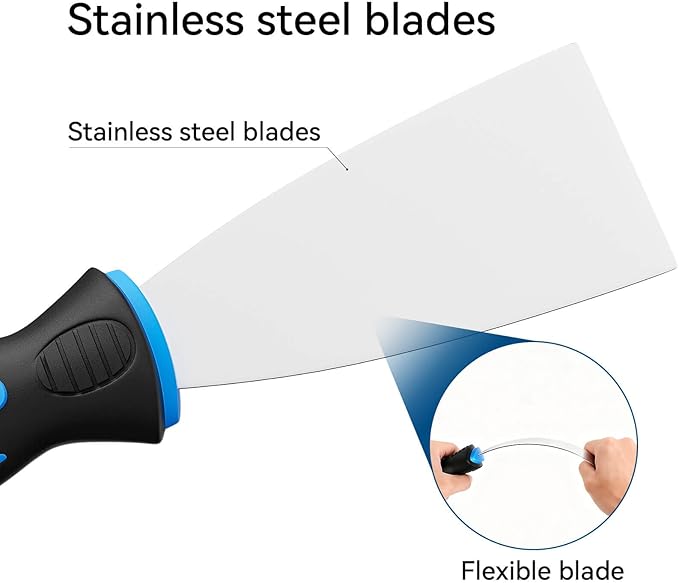 6 Pack Putty Knife Set ??Stainless Steel Spackle & Paint Scrapers (1", 1.5", 2", 3", 4", 5") | Flexible Metal Scraper Tools for Drywall Repair, Wallpaper Removal, Plaster & Adhesive