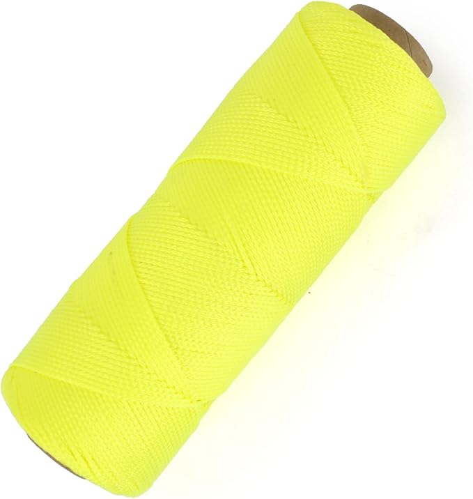 MERIANE Mason Line, 500 Ft #18 Braided Nylon String, Premium String for Masonry Jobs, Construction, Gardening, Net Making and Mending, DIY Projects, Fluorescent Yellow