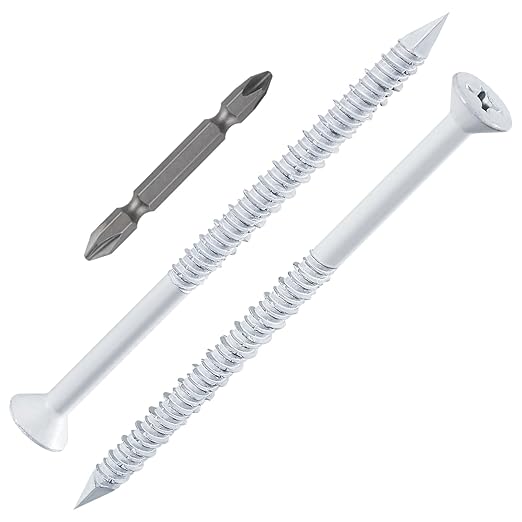 WenSilon(30 PCS) 1/4" x4 White Concrete Screw Anchor White Flat Head for Anchoring to Masonry, Block or Brick Stucco