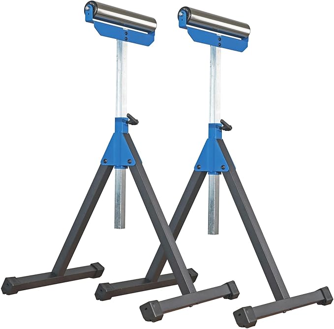 2 of Folding Roller Stand, Height Adjustable, Heavy Duty 300 LB Load Capacity Each, Outfeed Woodworking, Folds Flat for Easy Storage, Twin Pack, KF3015