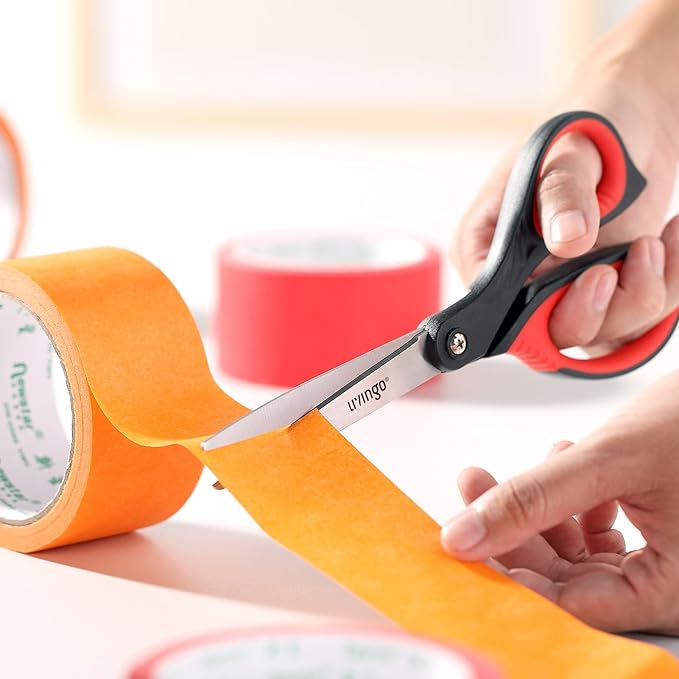 LIVINGO 8.5??Scissors All Purpose - Ultra Sharp Multipurpose 3 Pack Heavy duty Shears for Office, Home, School Sewing and Crafting Cutting Fabric, Paper, Red Comfort Grip
