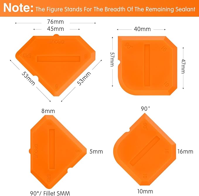 Outus 2 Pieces Caulking Tool Set Silicone Sealant Grout Finishing Tool for Kitchen Bathroom Floor Sealant Sealing (Orange)
