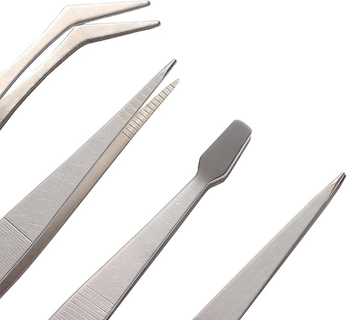 FEITA Professional Craft Tweezers Stainless Steel Precision Tweezer Set for Hobby, Electronics, Model Making, Jewelry Picking Tool - 4 Pieces