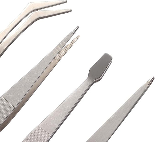 FEITA Professional Craft Tweezers Stainless Steel Precision Tweezer Set for Hobby, Electronics, Model Making, Jewelry Picking Tool - 4 Pieces