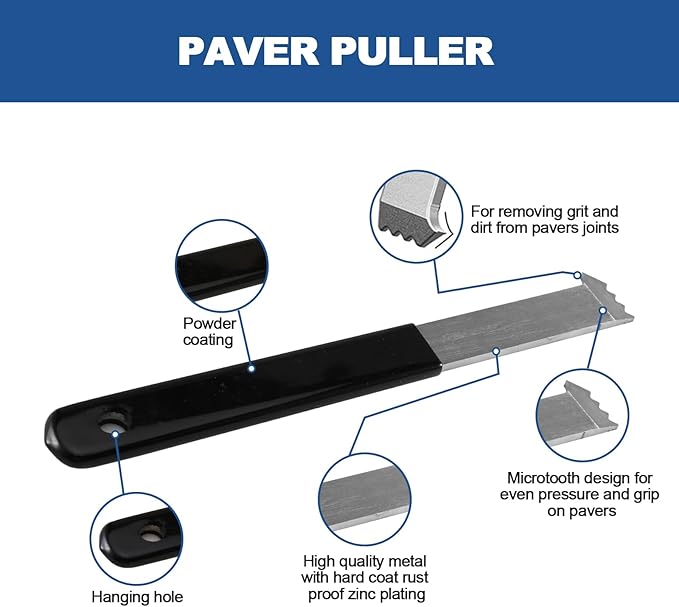 2 Pcs Paver Removal Tool Set with Double Joint Scraper, Micro-Tooth Groove & Non-Slip Rubber Handle - Perfect for Lawn,Garden,Brick,Patio, Block & Paver Replacement.