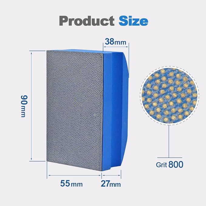 HIGHDRIL Diamond Hand Polishing Pad - Grit 800 Diamond Electroplated Hand Sanding Pads Polishing Blocks for Granite, Marble, Glass, Concrete