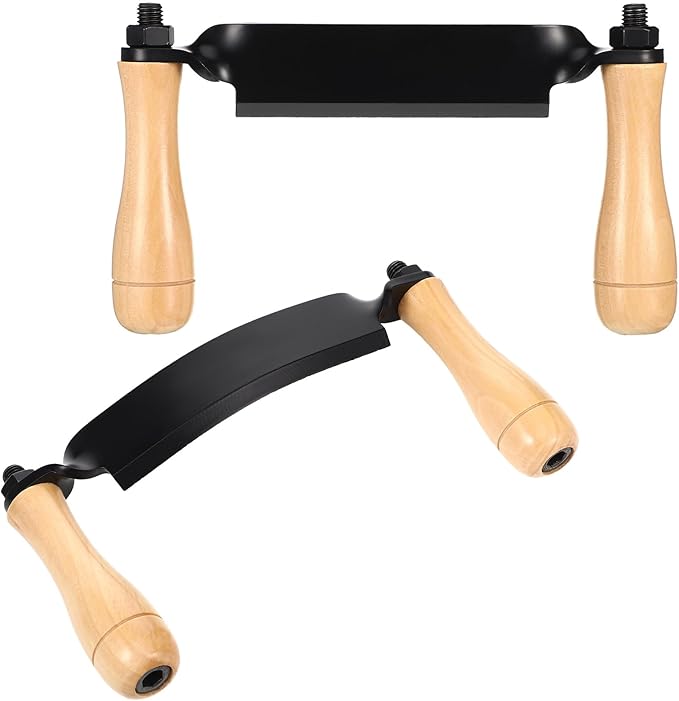 WILLBOND 2 Pcs 8 Inch Draw Shave Knife Set Draw Shave Knife Straight and Curved Woodworking Debarking Hand Tool Wood Razor Shaving Wood Barking Tool for Men(Straight, Curved)