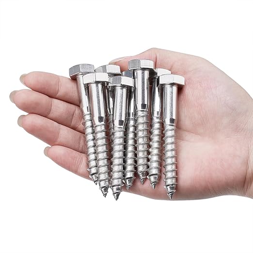 20 Pcs M10x3 Inch Lag Screws Heavy Duty 304 Stainless Steel 18-8 Lag Screws for Load Bearing Wood Components Indoor Outdoor Wooden House Load Bearing Brackets