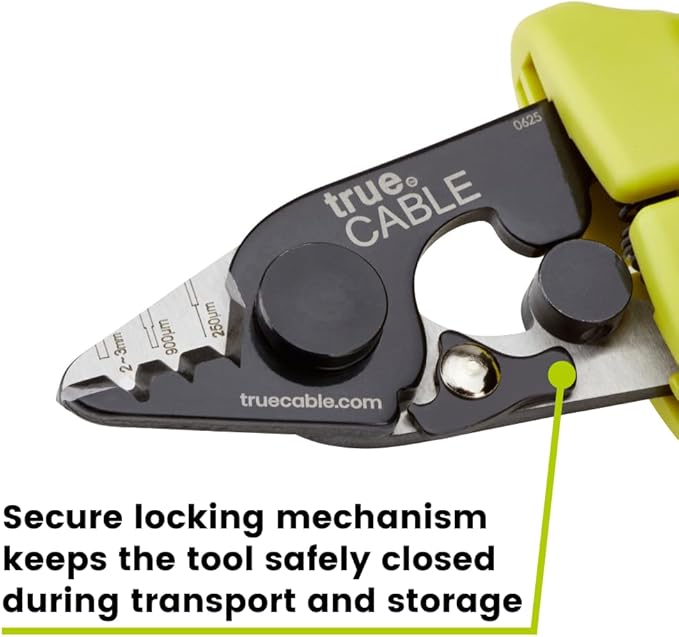 trueCABLE Professional Grade 3 in 1 Fiber Optical Cable Stripper, Precision Angled Jaw, 6" Fiber Optic Stripper Tool with TPU Grip for 1.6-3.0mm Jackets, 250-900關m Tight Buffer & Loose Tube