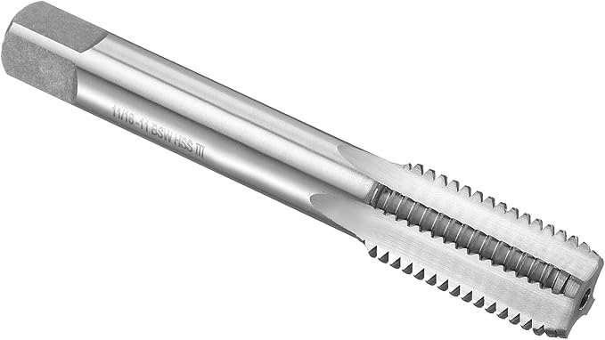 uxcell Hand Bottom Tap 11/16"-11 BSW 2B Thread Bottoming Style Threading Taps High Speed Steel HSS6542 Straight Flutes Screw Tapping Tool