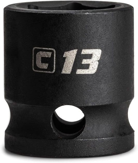 Capri Tools 13 mm Stubby Impact Socket, 3/8 in. Drive, 6 Point, Metric