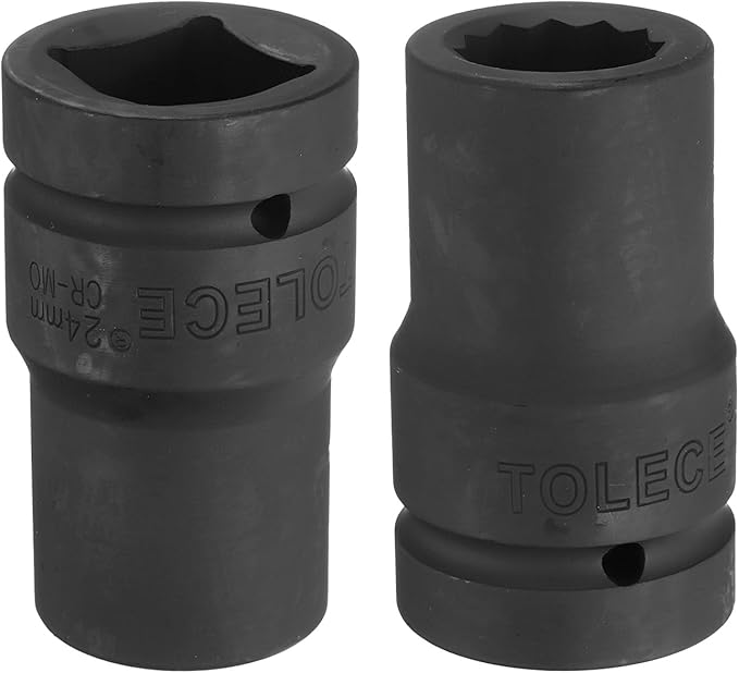 uxcell 1" Drive 24mm 12-Point Impact Socket, CR-MO Steel 80mm Length, Standard Metric Sizes
