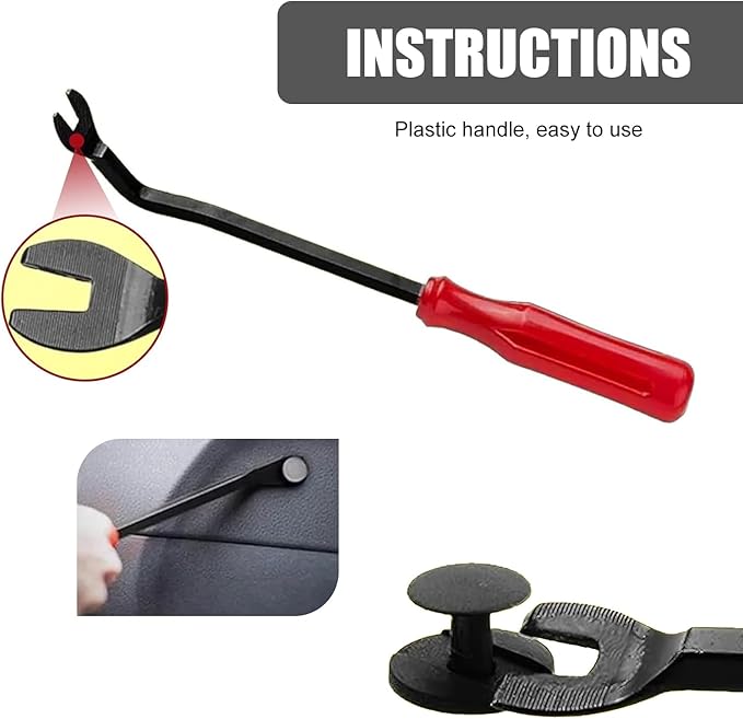 8 PCS Car Trim Removal Tool Kit, Panel Fastener Clips Removal Tool, Vehicle Plastic Upholstery Crowbar for Removing Car Audio, Dashboard, Window Trim Fastener (Red)