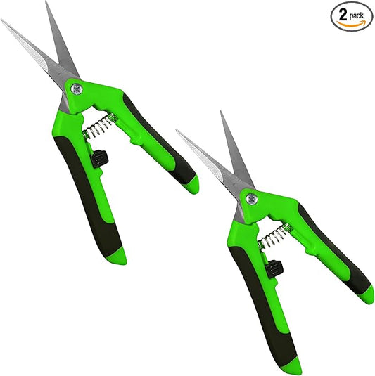 Garden Guru Razor Sharp Snip ??Professional Garden Pruning Shears Trimmers Scissors ??Super Sharp Micro-Tip Precision Stainless Steel Blades - Easy on Arthritic Hands - Soft Ergonomic Handles (2 Pack)