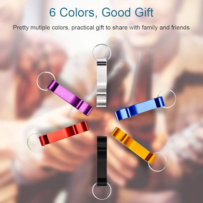 Mcyye 6PCS Colorful Mcyye Beer Bottle Openers, Premium Metal Keychain Bottle Opener, Beverage Bottle Opener for Men, Women, Small and Practical, Easy to Carry, Open the Lids of Beer Bottle Easily