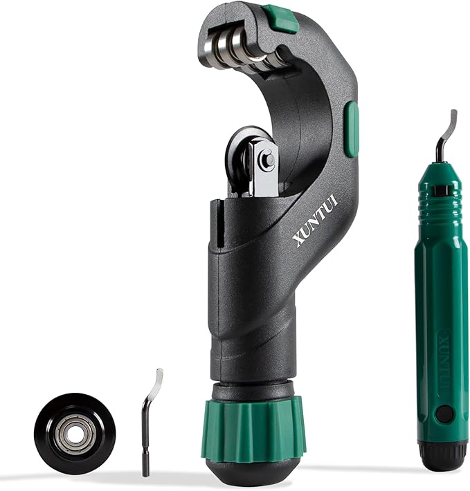 Copper Pipe Cutter Tool Set 3/16"-2" Outer Diameter, Tube Cutter for Copper,Brass,Aluminum&Stainless Steel, HVAC Metal Plumbing Tubing cutter Tool with Deburring Tools&Extra Blades(XT600616)