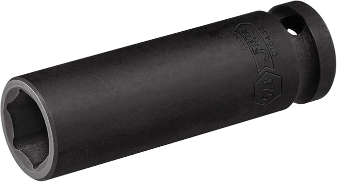 Jetech 1/2 Inch Drive 5/8 Inch Deep Impact Socket, Made with Heat-Treated Chrome Molybdenum Alloy Steel, 6-Point Design, SAE