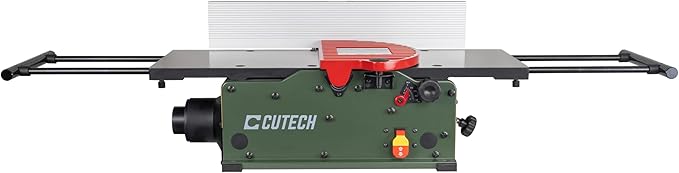 Cutech 401100HI 10-Inch Spiral Cutterhead Benchtop Jointer with Cast Iron Tables, 20 TC Inserts, Extra Long 24" Aluminum Fence, Additional 7-3/8" Fence Brackets, and a 12-amp Motor