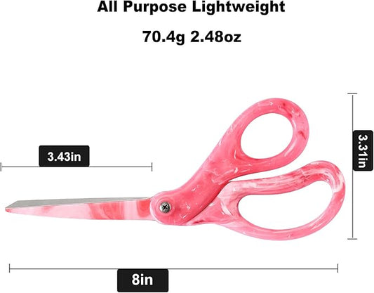LIVINGO All Purpose Scissors - 8??Sharp Heavy Duty Fabric and Paper Shears with Gradient Pink Color Coating Stainless Steel Blade and Comfort Smooth Grip for Office Home Arts, Crafts