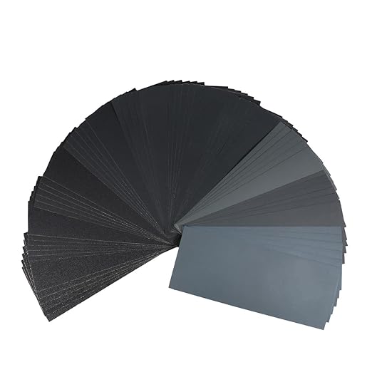 60 Pcs 9x3.6 Inch 10 Grit Mixed Packing Wet and Dry Sandpaper Sheets, Woodworking Furniture/Automobiles/Metal/Lacquer Polishing Sanding Sheets, 80/120/240/400/600/800/1000/1500/2000/3000 Grit