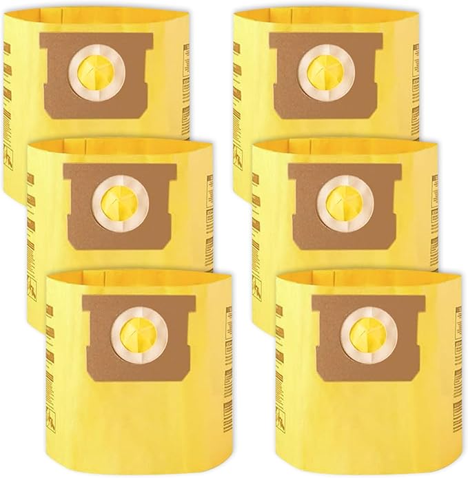 6 Packs Type D High Efficiency Filter Bags for 4 Gallon Wet/Dry Vacuums, Part #91964