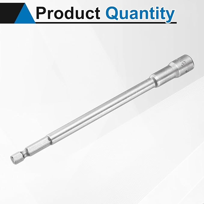 HARFINGTON Nut Driver Drill Bit 8mm Metric Socket 1/4" Hex Shank 5.91" (150mm) Long Magnetic 6-Point Sockets Quick Change CR-V Steel Bolt Setters for Power Drill Drivers