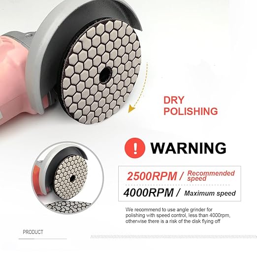 SHDIATOOL Dry Diamond Polishing Pads 4 Inch Set of 7 Pieces Plus Alu Backer for Granite, Marble, Stone Sanding and Grinding