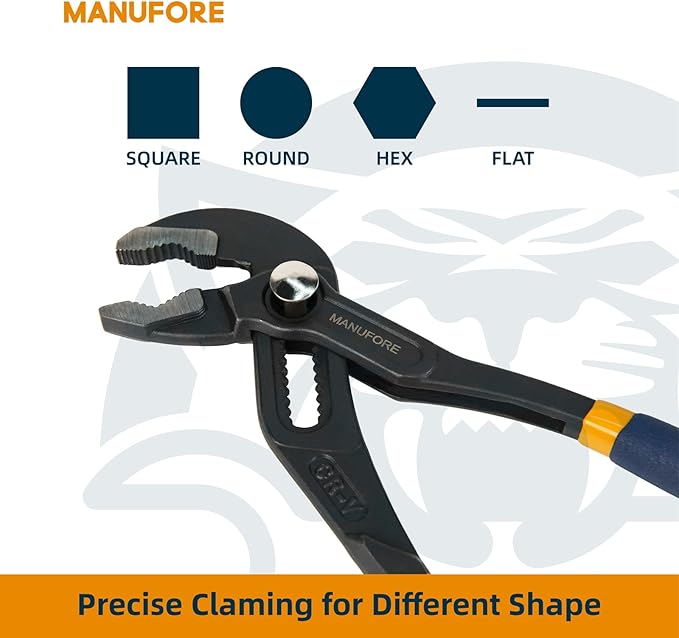MANUFORE Water Pump Pliers, 7/10/12 Inch Quick Release Groove Joint Pliers with V-Jaw, for Griping Pipes, Rods, Shafts