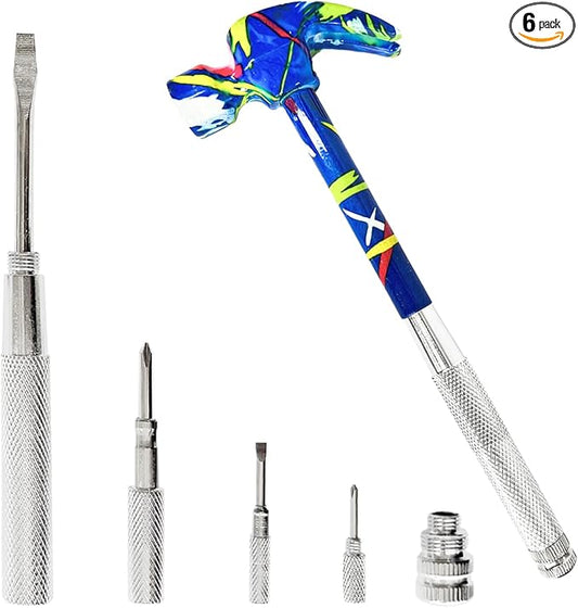 6 in 1 Flower Hammer & Screwdriver Tool, All In One Screwdriver Hammer Tools Set, Best Gift for Birthday Valentine's Mother's day Christmas Thanksgiving Halloween