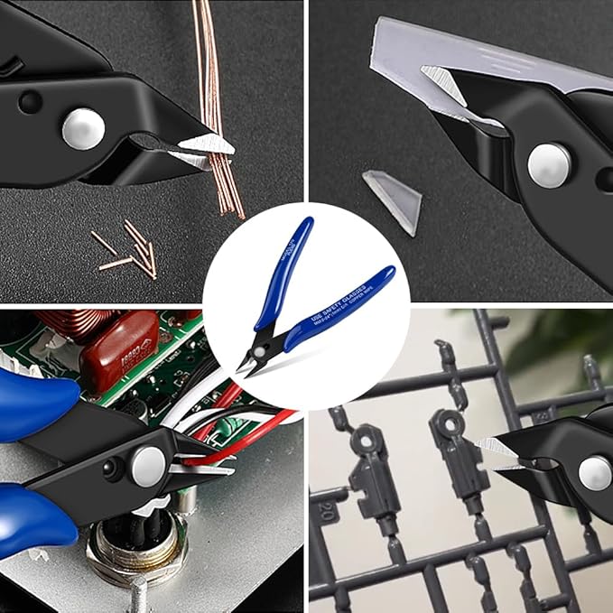 Ainiv Wire Cutters, 4PCS Spring-loaded Side Cutters Flush Cutters, Diagonal Cutters Precision Side Cutters, Diagonal Cutting Pliers in CRV Steel, Heavy Duty Cutting Pliers for Electrical, Homes