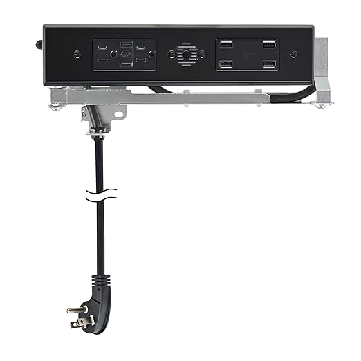 Docking Drawer Blade Duo in-Drawer Outlet, Integrated Safety Shutoff, (6) USB-A & (2) 15 amp AC, Black