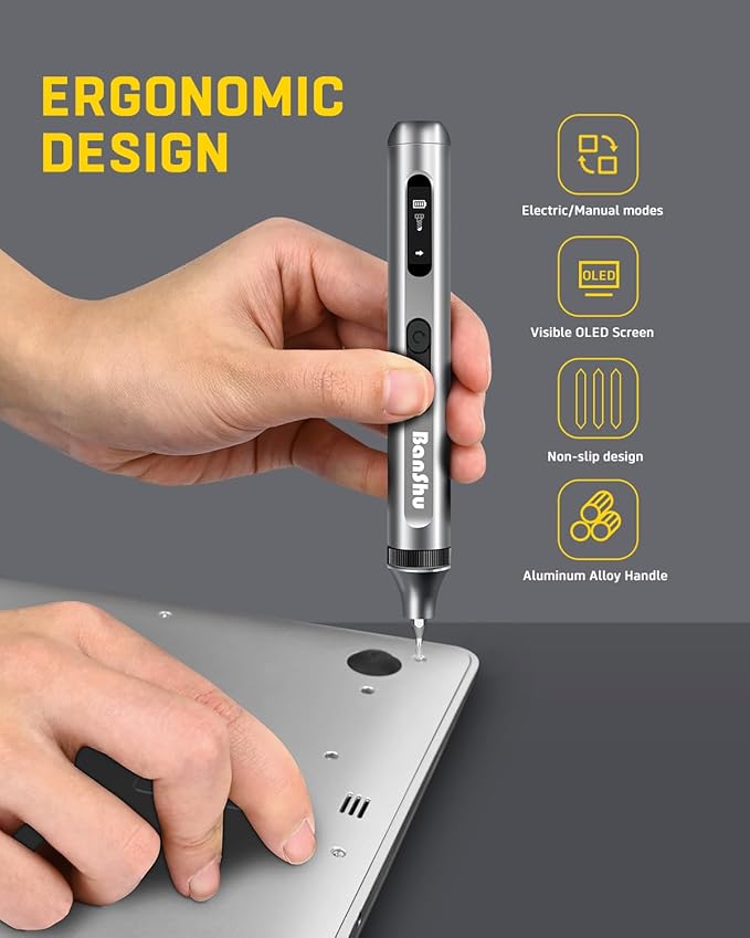 Banshu Mini Electric Screwdriver, 52 in 1 Precision Screwdriver Set with Case, LED Light, 48 Magnetic Bits, Portable Magnetic Repair Tool Kit for Glasses, Watch, Phone, Laptop, PC, Camera, Electronics