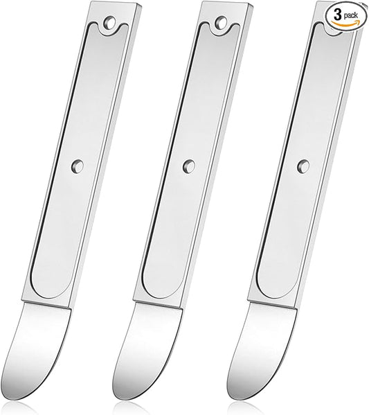 Therwen 3 Pcs 4140 Steel Trim Removal Tool Metal Pry Tool Automotive Pocket Pry Bar for Auto Planes to Remove Trim Interior and Exterior Parts (Silver)