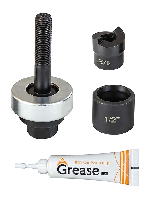 1/2" Conduit Knockout Punch Unit with Manual Draw Stud - 0.89" Actual Hole Size, Versatile Usage and Precise Punching Capability