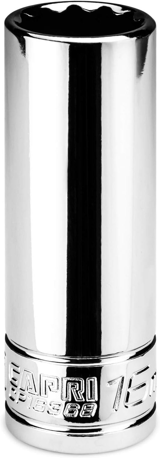 Capri Tools 16 mm Deep Socket, 3/8 in. Drive, 12-point, Metric