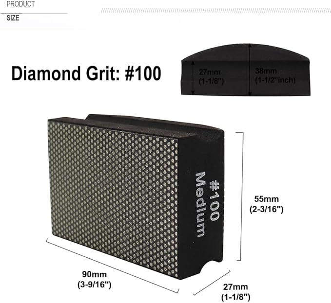 SHDIATOOL Diamond Hand Polishing Pads Foam Back for Granite Marble Stone Ceramic Grit 100 Pack of 2