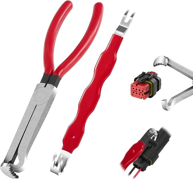 Professional Electrical Disconnect Pliers Set - Automotive Connector Separator & Terminal Removal Tool with Multi-Angle Tips for Technicians