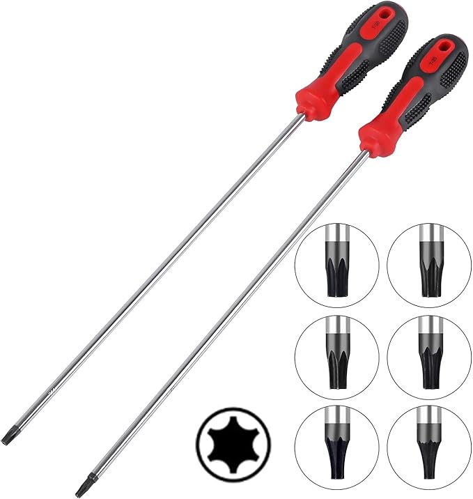 Extra Long Torx Star Screwdriver Set T10 - T30 Screwdrivers Length 12-inch 6-Piece