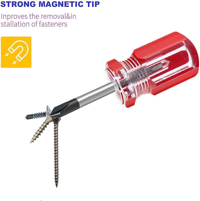 Buspoll Stubby Screwdriver ??Compact Short Screwdriver for Tight Spaces, Durable Chrome-Plated Steel Construction, Easy to Use, Versatile Tool.