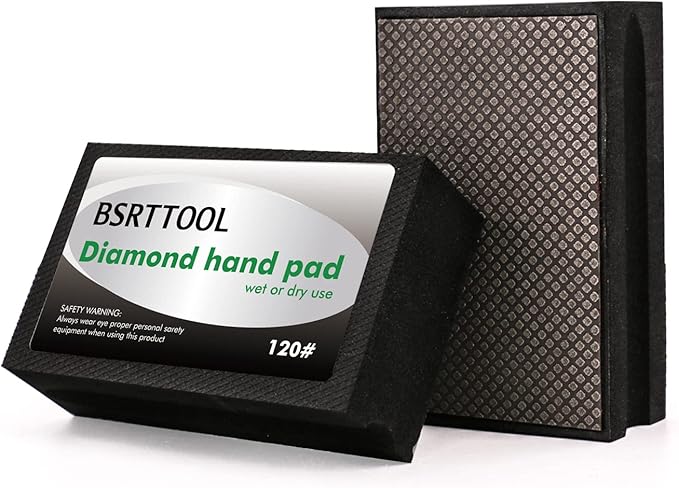 Diamond Sanding Blocks Hand Pads Foam Backing for Tile Stone Marble Concrete Ceramics Granite Glass Wet Dry (120 Grit)