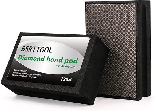 Diamond Sanding Blocks Hand Pads Foam Backing for Tile Stone Marble Concrete Ceramics Granite Glass Wet Dry (120 Grit)