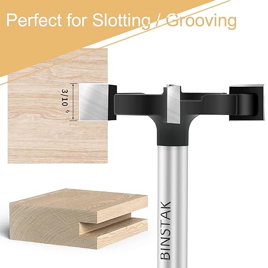 CNC Spoilboard Surfacing Router Bit 1/4 Inch Shank, Extra Large 1-1/2 Inch Cutting Diameter, Slab Flattening Router Bit Planing Bit Wood Planing Bit Dado Planer Bit(Carbide-4 Wings)