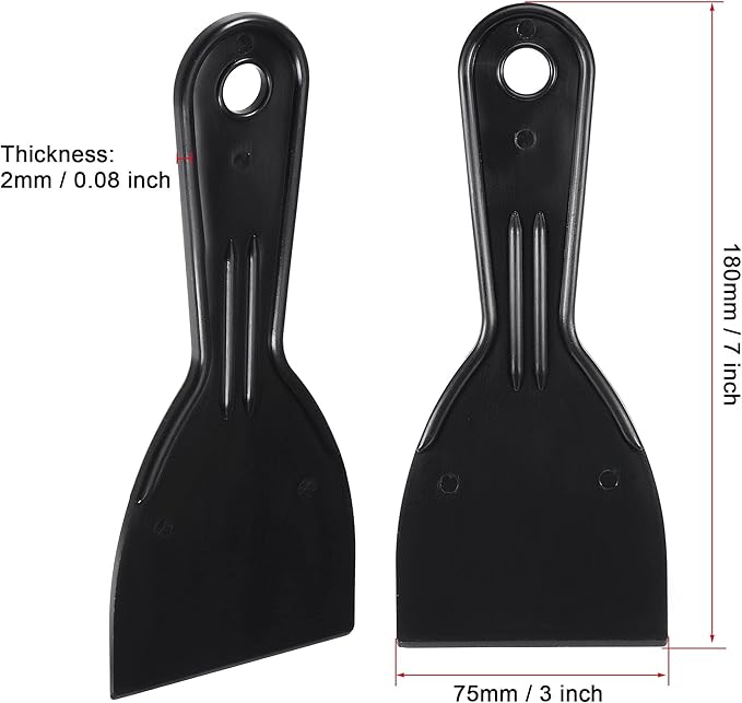 uxcell Putty Scraper 3" ABS Plastic Spatula Drywall Patch Repair Spreader Wall Covering Smoother Black 2Pcs