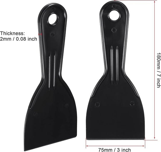 uxcell Putty Scraper 3" ABS Plastic Spatula Drywall Patch Repair Spreader Wall Covering Smoother Black 2Pcs