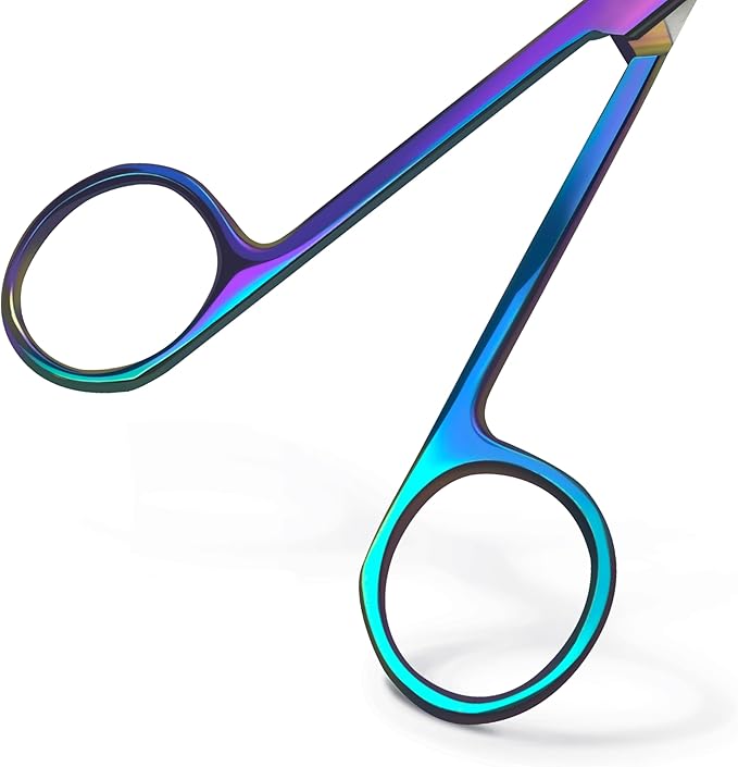 Stitch Scissors 4.5" Rainbow - Precision Suture Removal Scissors with Hook, Multicolor Suture Tool for DIY Enthusiasts and Crafters